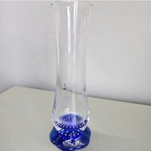 Vintage Turandot Flower Bud Vase Blue footed Italy 7.5" Art Glass Home Decor MCM